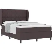 vidaXL Boxspring bed met hoofdeinde Donkerbruin 160 x 200 cm Stof