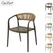 Floordirekt Tuinstoel Solaro, outdoor stoel met armleuningen en een rugleuning van touw, antraciet, set van 6