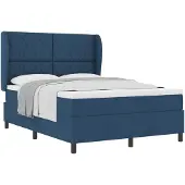 vidaXL Boxspring bed met hoofdeinde Blauw 140 x 200 cm Stof
