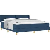 vidaXL Boxspringbed met matras en hoofdeinde, blauw, 180 x 200 cm, stof