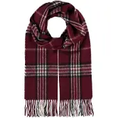 Fraas Sjaal Cashmink Scarf with Plaid Wine Rood Veelkleurig