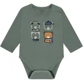 Hust & Claire Rompertje/body 'Buster' camel / lichtbeige / navy / jade groen