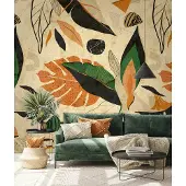 Overig Fotobehang Smart Art Gallery - Lichtgeel - Terra-oranje - Groen - Zwart - 3,40m X 265cm