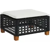 vidaXL Tuinkruk met kussen 63,5x56x32 cm poly rattan zwart