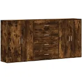 vidaXL Dressoirs 3 st 60x31x84 cm bewerkt hout gerookt eikenkleurig