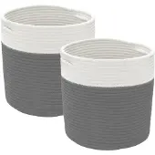 vidaXL Opbergmanden 2 st Ø 28x28 cm katoen grijs en wit