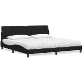 vidaXL Bed met matras, zwart, 200x200 cm, met stoffen bekleding