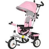 HOMCOM Kids Tricycle Metaal, Kunststof 95L x 50B x 106H cm Roze