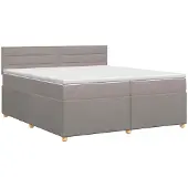 vidaXL Boxspringbed met matras met hoofdeinde Taupe 200 x 200 cm Stof