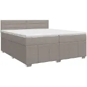 vidaXL Boxspringbed met matras met hoofdeinde Taupe 200 x 200 cm Stof