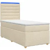 vidaXL Boxspringbed met matras Crèmekleurig 100 x 200 cm Stof