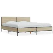 vidaXL Bedframe bewerkt hout metaal sonoma eikenkleurig 200x200 cm
