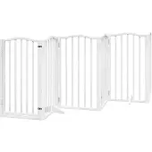 vidaXL Hondenhek inklapbaar met deur 6 panelen 300 cm populierhout wit