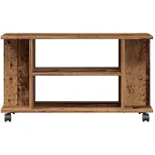 vidaXL Tv-meubel met wieltjes 80x40x45 cm bewerkt hout oud houtkleurig