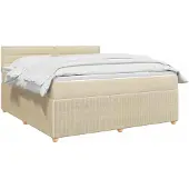 vidaXL Boxspringbed met matras, crème kleur, 140 x 190 cm, gestoffeerd