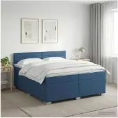 vidaXL Boxspringbed met matras met hoofdeinde Blauw 200 x 200 cm Stof