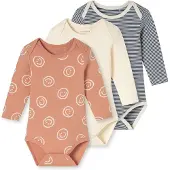 Schiesser Rompertje/body ' Fine Rib Multi ' ecru / grijs / oranje