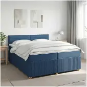 vidaXL Boxspringbed met matras met hoofdeinde Blauw 200 x 200 cm Stof