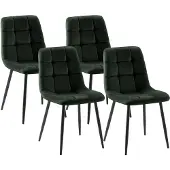 CLP Set van 4 eetkamerstoelen Tilde, bekleed met fluweel, met rugleuning, belastbaar tot 150 kg, kleur: groen