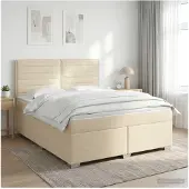 vidaXL Boxspringbed met matras Crèmekleurig 140 x 190 cm Stof