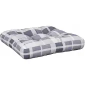 vidaXL Palletkussen 58x58x10 cm ruitpatroon stof grijs