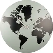 Karlsson Wandklok World Map | KARLSSON metaal grijs 39x39x4 cm wandklokken | NADUVI