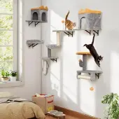 Merkloos Wandgemonteerde kattenkooi met huisje