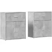 vidaXL Dressoirs 2 st 60x31x70 cm bewerkt hout betongrijs