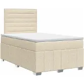vidaXL Boxspringbed met matras, crème kleur, 120 x 190 cm, gestoffeerd