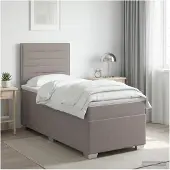 vidaXL Boxspringbed met matras met hoofdeinde Taupe 90 x 190 cm Stof