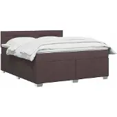 vidaXL Boxspringbed met matras en LED-verlichting, donkerbruin, 180 x 200 cm