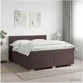 vidaXL Boxspringbed met matras Donkerbruin 180 x 200 cm Stof