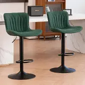Sonstiges Barstoelen, set van 2, draaibaar, in hoogte verstelbaar, kunstleer, donkergroen
