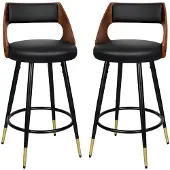 ALFORDSON Barstoelset, 2 stuks, toonbankhoogte 65 cm, hout, zwarte zitting