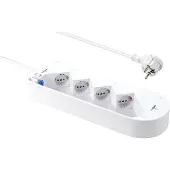 Sygonix SY-5228510 stekkerdoos met schakelaar, 4-voudig, wit, met aardingscontact, 1 stuk.