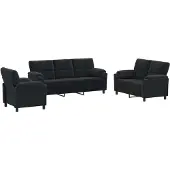 vidaXL Bankstel 3 pcs Zwart fluweel