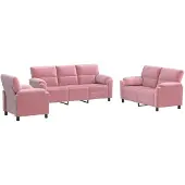 vidaXL Bankstel 3 pcs Roze fluweel