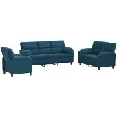 vidaXL Bankstel 3 pcs Blauw fluweel
