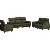 vidaXL Bankstel 3 pcs Leger Groen Kunst Suède Leer