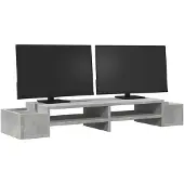 vidaXL Monitorstandaard met opbergruimte 100x27x15 cm hout betongrijs