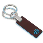 Piquadro Sleutelhanger Blue Square Two-Ring Keychain Mogano Bruine Blauw
