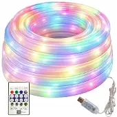 VERK 12466: RGBIC neon LED-strip, 360°, 5 meter, Bluetooth, afstandsbediening, USB