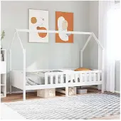 vidaXL Kinderbed, huisbed, wit, 80x200 cm, massief hout, grenen