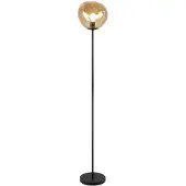 Pronto Wonen Vloerlamp Macato zwart amber glas 1-lichts