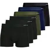 Jack & Jones Heren boxershorts trunks effen jacbasic bamboe 6-pack groen/blauw/zwart