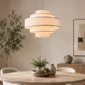 LumenXL Hanglamp Zavon met gelaagde linnen kappen in beige