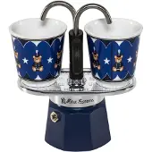 Bialetti 0005349, Moka-kan, Zwart, Blauw, Roestvrij staal, Aluminium, Geschikt voor 2 kopjes, Kunststof, 1 stuk