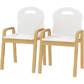 AIYAPLAY 2-delige set kinderstoelen van hout, in hoogte verstelbaar, bureau stoelen, wit