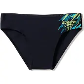 Speedo Medley Logo 7Cm Brief Heren - Zwemslip Heren met 7 Cm Pijp - Strakke Zwembroek Heren met Vormvaste Pasvorm - Sportzwembroek Heren met Voering - Zwart/Groen - S