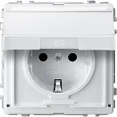 Merten MEG2312-7219 Geaard stopcontact met klapdeksel en aanduiding, bescherming tegen aanraking, schroefklemmen, polarwit, AQUADESIGN
